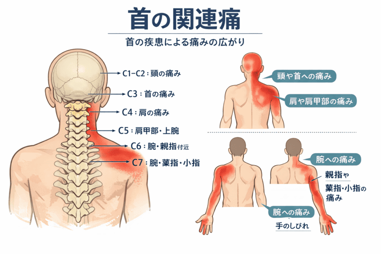首の関連痛の出方(代表パターン)