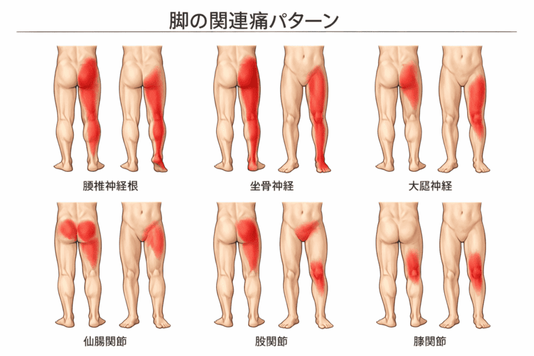 脚の関連痛の出方(代表パターン)