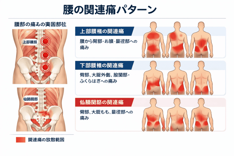 腰の関連痛の出方(代表パターン)